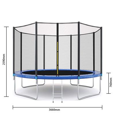 China With Trampoline 12ft Trampoline 12ft Bed 3D Max Round Net Playground Trampolines Commercial Jumping Park for sale