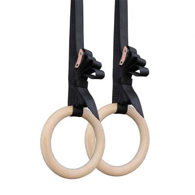 China 3D Max Adjustable Strap Core Strength Durable Exercise Fitness Equipment Wooden Strength Training Sports Exercise Gymnastic Rings for sale