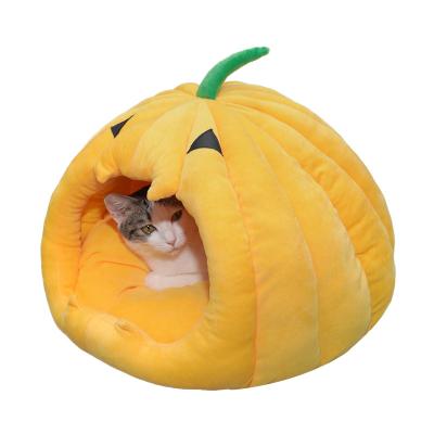 China Wholesale Custom Sustainable Warm Comfy Pumpkin Type Cat Bed for sale