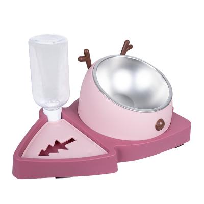 China New Design Automatic 2 in 1 Slow Pet Feeder Rolls Automatic Pet Water Fountain for sale