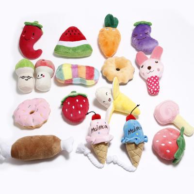 China Viable Manufacturer Wholesale Custom Available Multiple Choice Lunch Food Chew Plush Dog Squeaky Toy for sale