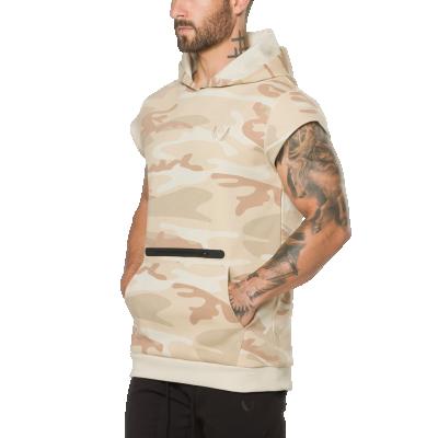 China Sports Casual Top Muscle Gym Anti-Wrinkle Summer Hoodie Men's Short Sleeve Camouflage Hoody for sale