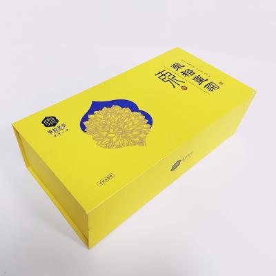 China Tea Customized Exquisite Luxury Yellow Cardboard Color Gift Tea Box With Gold Hot Stamping Logo for sale