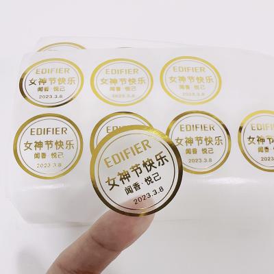 China Waterproof customizable transparent gold foil waterproof sticker can be used for wedding products for sale