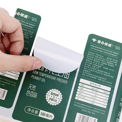 China Custom Waterproof Waterproof Stickers Food Grade Label Sticker Peanut Oil Labels For Food Package Printing Food Private Logo Adhesive Label for sale