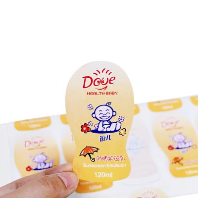 China 4oz Waterproof Custom Adhesive Waterproof Bottle Sticker Waterproof Labels Baby Shampoo Bottle Cosmetic Label Printing for sale