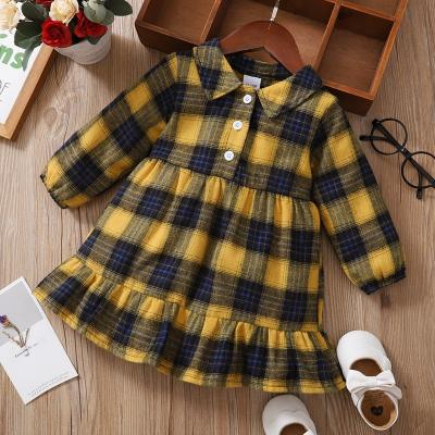 China Breathable girls spring and autumn new models 2021 children's cute plaid princess long-sleeved dress for sale