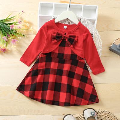 China Viable Supreme Leader Autumn Christmas Toddler Baby Girl Princess Party Dress Red plaid tutu dresses holiday costume for sale