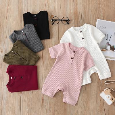 China Supreme Leader Summer Baby Clothes Short Sleeve Shorts Sleeved Newborn Baby Rompers Ribbed Cotton Overalls for sale