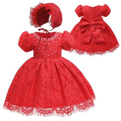 China 2020 Breathable Girls Newborn Kids Clothes 1 Year Birthday Dress Infant Baptism Dress Baby Clothes With Hat for sale