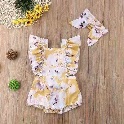 China 2021 Summer New Girl's Short Sleeve Floral Triangle Romper Baby Romper Ins Style Hot Style 2021 Summer Flying Sleeve for sale