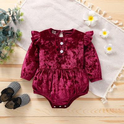 China Long Sleeve Supreme Leader Spring and Summer Cute Long Sleeve Toddler Girl Corduroy Romper for Babies Rompers for sale