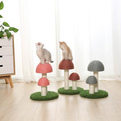 China Viable Rope Cat House Pet Toys Mushroom Shape Hemp Material Kitty Scratcher Toy Cat Scratching Tree for sale