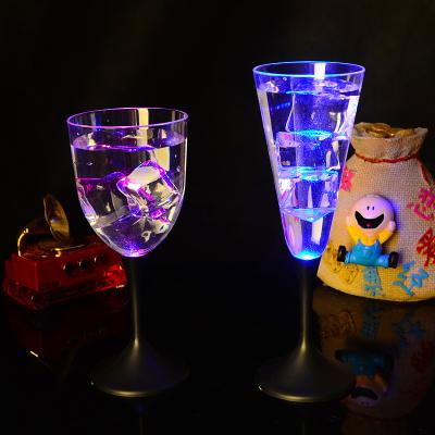 China Customized brand logo ktv colorful light champagne glass cup LED celebration party bar plastic clear LED for sale