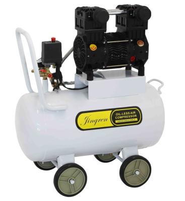 China 50L 8bar Small Air Compressor Large Quiet Mobile Oil Free Displacement Oil Free Dental Compressor Mini for sale