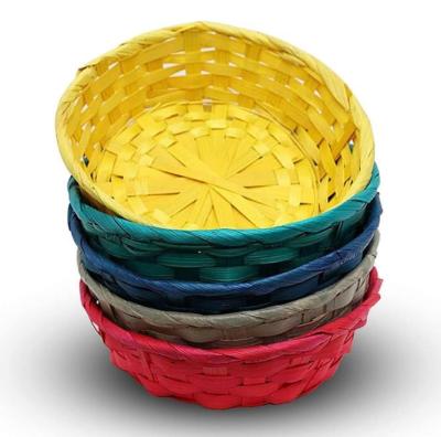 China Sustainable Sustainable Handmade Bamboo Snack Basket Storage Fruit Basket With Banana Holder for sale