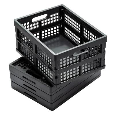 China 4 Pcs 16L Sustainable Collapsible Storage Crates Folding Plastic Crates For Home And Car Storage for sale