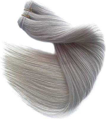 China 80g Platinum Silver Tangle Free Cuticle Aligned Hair 18 Sew In Brazilian Hair Weft Extensions Hair Curtain Dyed In China for sale