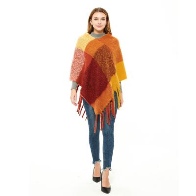 China Winter Sale Polyester Tassel Cross Stripe Shawl Pashmina Luxury Designer Scarves for sale