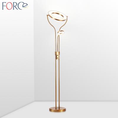 China Modern Hotel Decorative Antique Brass Standing Light Halogen Plated Aluminum Floor Lamp for sale