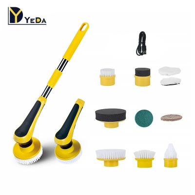 China Sustainable Electric Power Spinning Scrubber Electric Floor Cleaning Brush With Replaceable Brush Head for sale