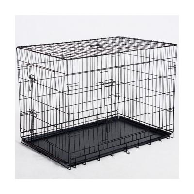 China Breathable Double Door Folding Metal Dog Crate, includes leak-proof plastic tray; Dog crate measurements for sale