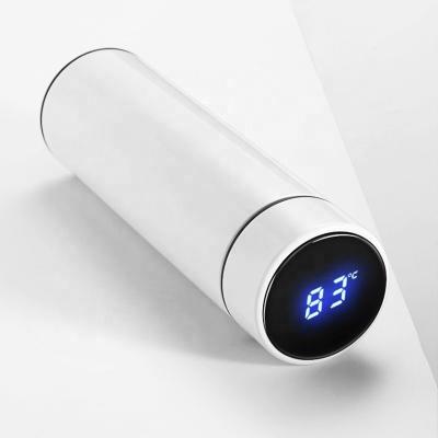 China Stored Dual Wall Time Marker Reminder Led Temperature Display Vacuum Flask Smart Stainless Steel Water Bottle for sale