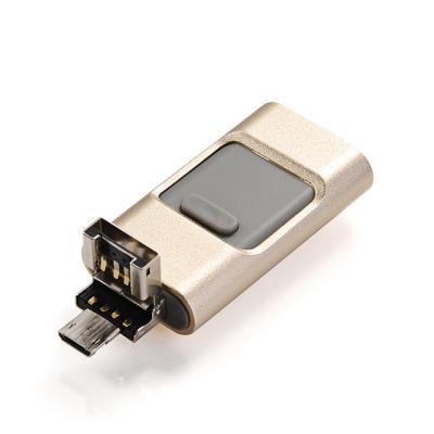 China Metal USB Flash Drives Compatible iPhone/IOS/Apple/iPad/Android & PC 128GB Lightning Jump Reader 3.0 OTG USB Memory Stick [3-in-1] for sale