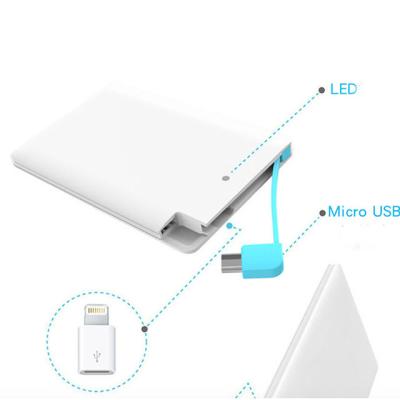 China Gift 2600mAh Adapter Card Mini Powerbank Card Promotional Slim Phone Charger Portable Power Bank With Full Color Printing for sale