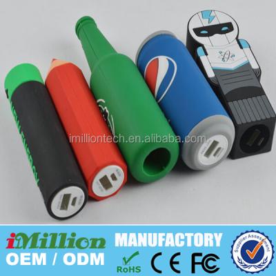 China custom bottle shape USB charger 2200mah 2600mah USB charger 2600mah for sale