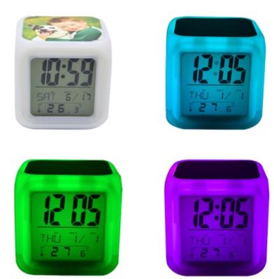 China Europe LED Color Changing Digital Alarm Clock For Sublimation for sale