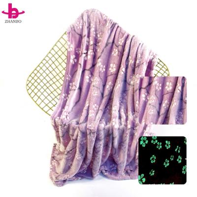 China PORTABLE Factory direct high quality popular flowers cute glow in the dark plush kids blanket for sale