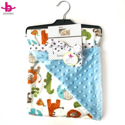 China Taiwan Minky Dot Baby Blabket /Blue Dotted Blanket Hot Sale Disposable Baby Stroller for sale