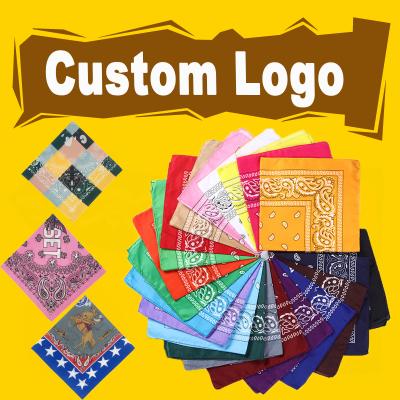 China Custom Design Logo Printing 100% Cotton Square Fans Soft Custom Bandana for sale