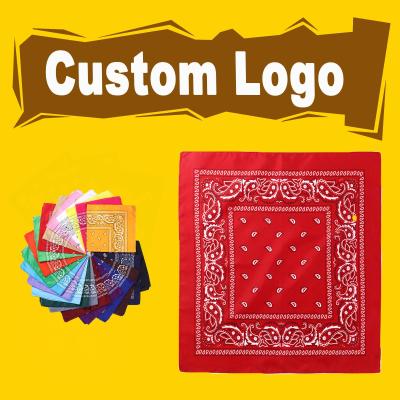 China Soft Factory Customized Double Bandana Logo Fans Cotton Bandana Custom Square Printing for sale