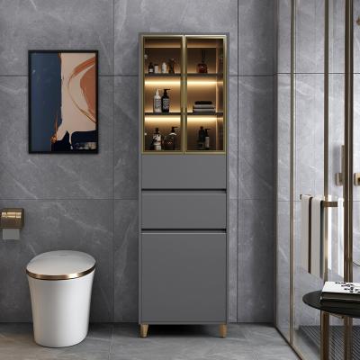 China Modern American Style C1 Plywood Floor Standing Tall Bathroom Storage Cabinet for sale