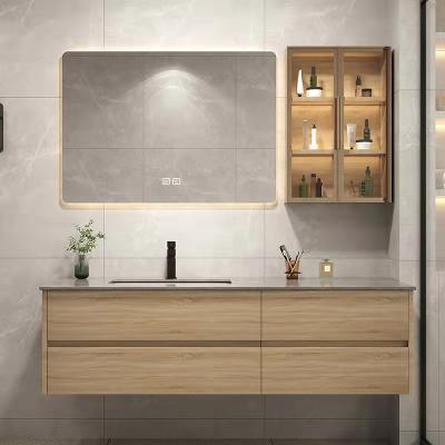 China K502 environmental protection simple design American style wall hung wooden bathroom sink cabinet with storage cabinet for sale