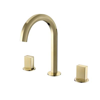 China KF8801 Metered Luxury Faucets Deck Mounted 3 Pieces Faucet Gold Bathroom Basin for sale