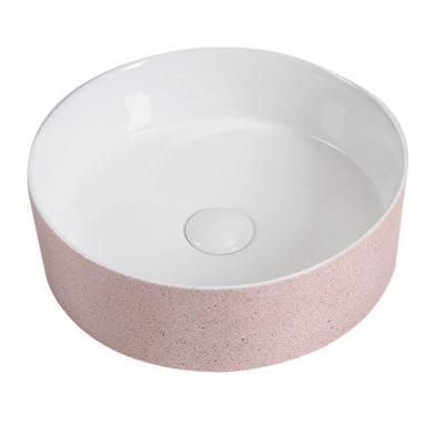 China New Design KG001 Easy Clean Bathroom Ceramic Pink Color Wash Basin for sale