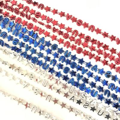 China Party Supplies Metallic Patriotic USA 4th July Bead Necklaces for sale