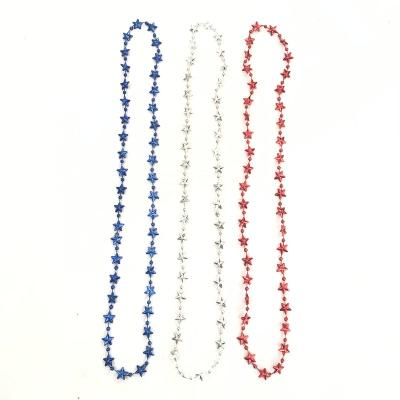 China Party Supplies USA Star Pentagon Independence Day 4th July Sale Starry Sky Bead Necklace for sale