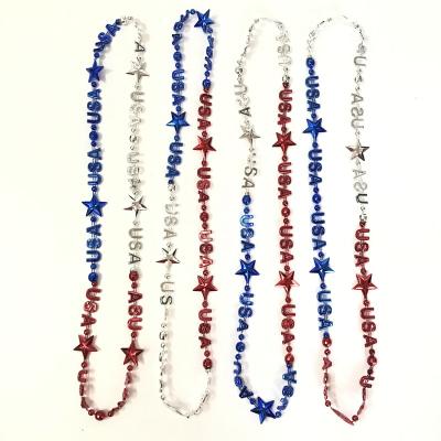 China Party Supplies Wholesale USA Independence Day Bead Necklace 4th of July Party Pentagon Decoration for sale