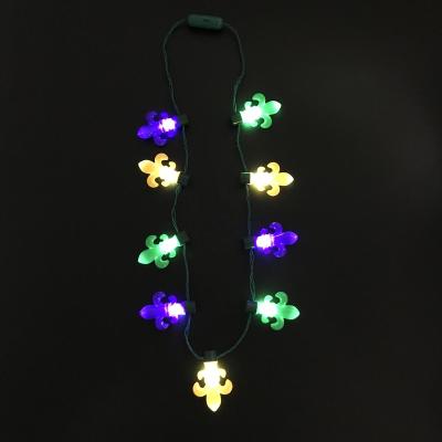 China Party Supplies Cheap Giant Mardi Gras Party Lily Flower LED Necklace for sale