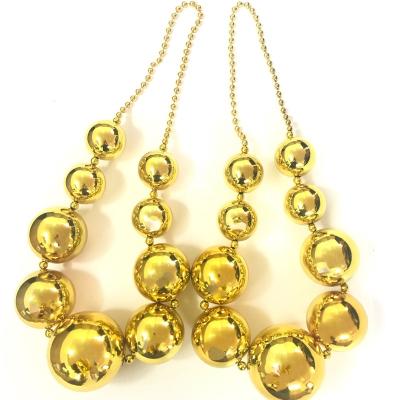 China Custom Mardi Gras Bead Big Yellow Balls Party Supplies 48 Inch Necklace for sale