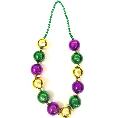 China Party Supplies Mardi Gras Bead Necklaces Jumbo Assorted Styles Colors Metallic Round Multi Costume Necklace for sale