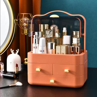 China Factory direct sales multifunctional storage box makeup plastic stocked plastic cosmetic organizer make up case for sale