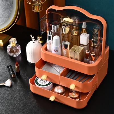 China 2021 New Style Stored Cosmetic Storage Box Lipstick Cream Skin Care Organizer Desktop Makeup Cosmetic Organizer Drawer for sale