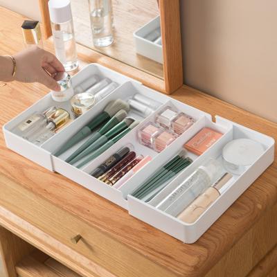 China Viable Adjustable Plastic Expandable Tray Plastic Expandable Organizer PET Cutlery Holder Knife Holder Cutlery Drawer Organizer for sale