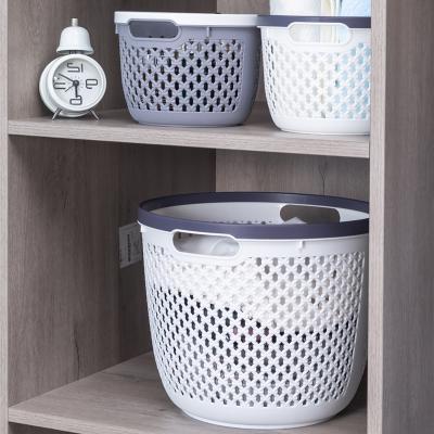 China 295 sustainable plastic storage basket with multifunctional handle storage basket wooden plastic rectangular stationery storage box for sale