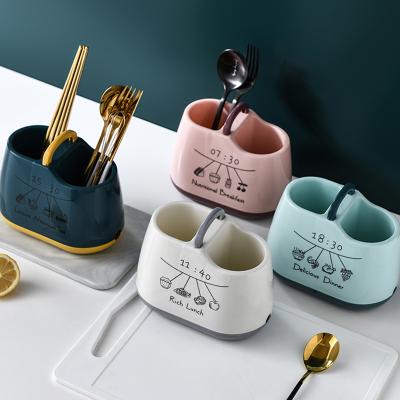 China 0393 Multifunctional Storage Box Holder Storage Box Spoon Fork Traditional Creative Chopsticks Cage Container Drain Chopsticks Cage for sale